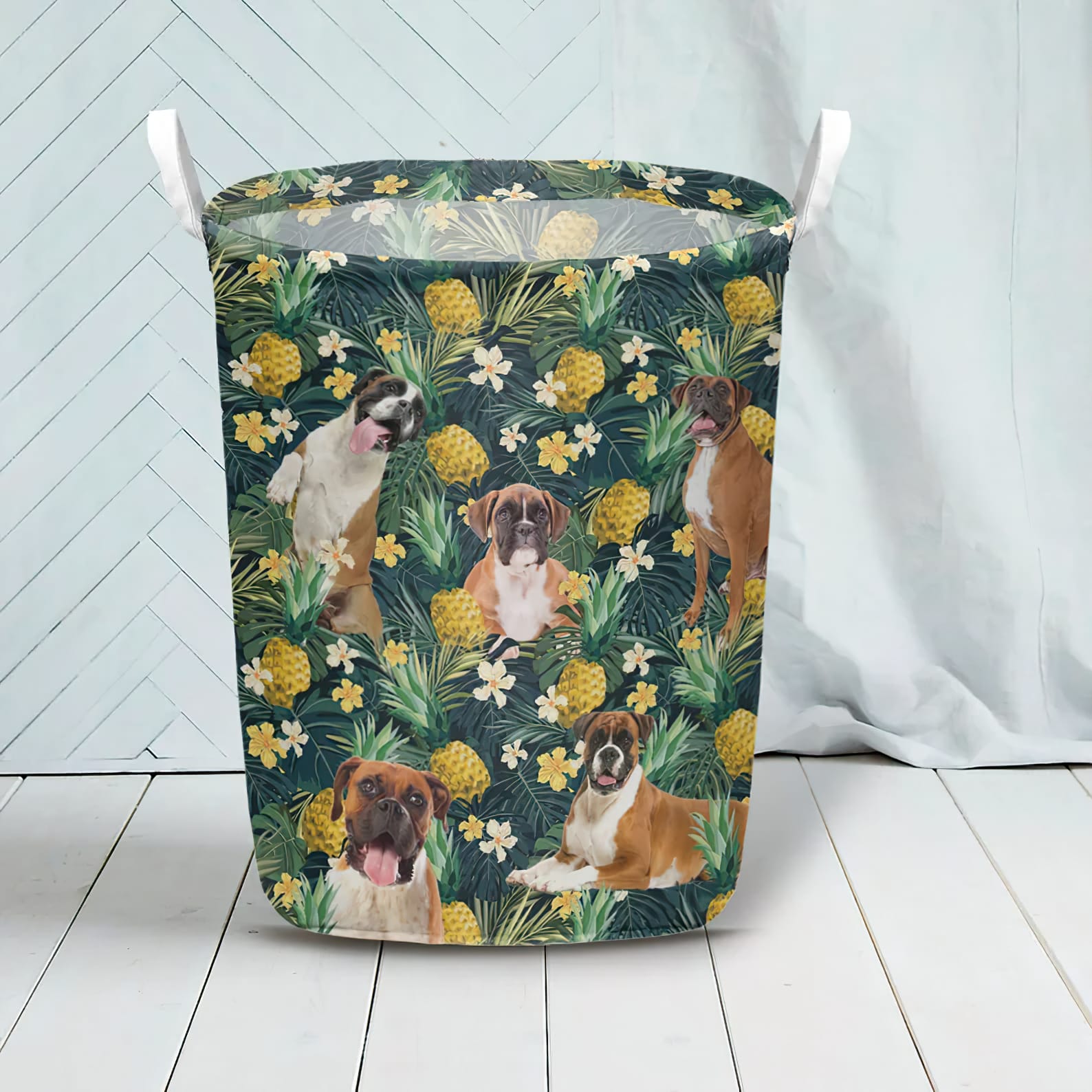 Boxer In Pineapple Tropical Pattern Laundry Basket Dog Laundry Basket Mother Gift Gift For Dog Lovers 3 Boxer In Pineapple Tropical Pattern Laundry Basket Dog Laundry Basket Mother Gift Gift For Dog Lovers 3