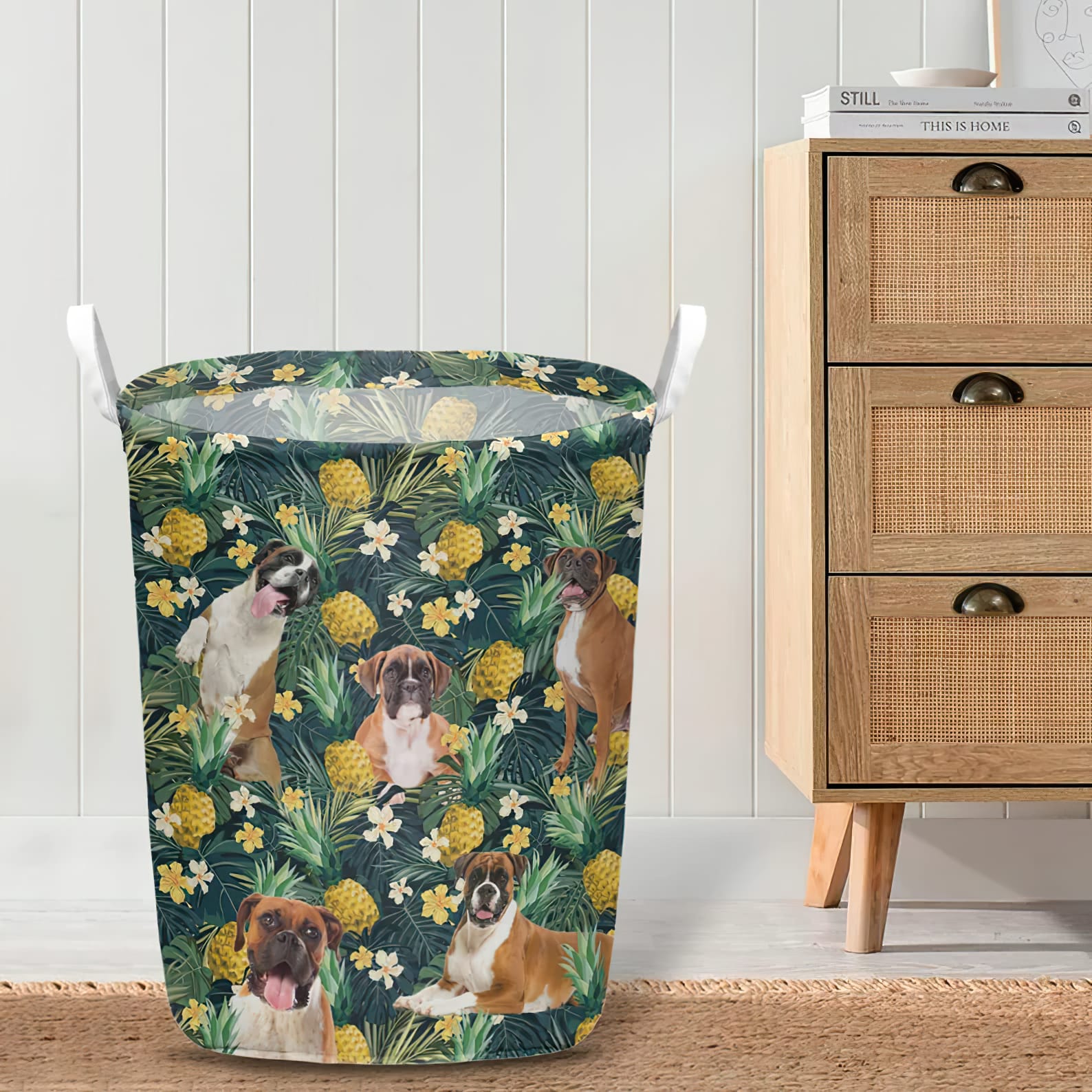 Boxer In Pineapple Tropical Pattern Laundry Basket Dog Laundry Basket Mother Gift Gift For Dog Lovers 4 Boxer In Pineapple Tropical Pattern Laundry Basket Dog Laundry Basket Mother Gift Gift For Dog Lovers 4
