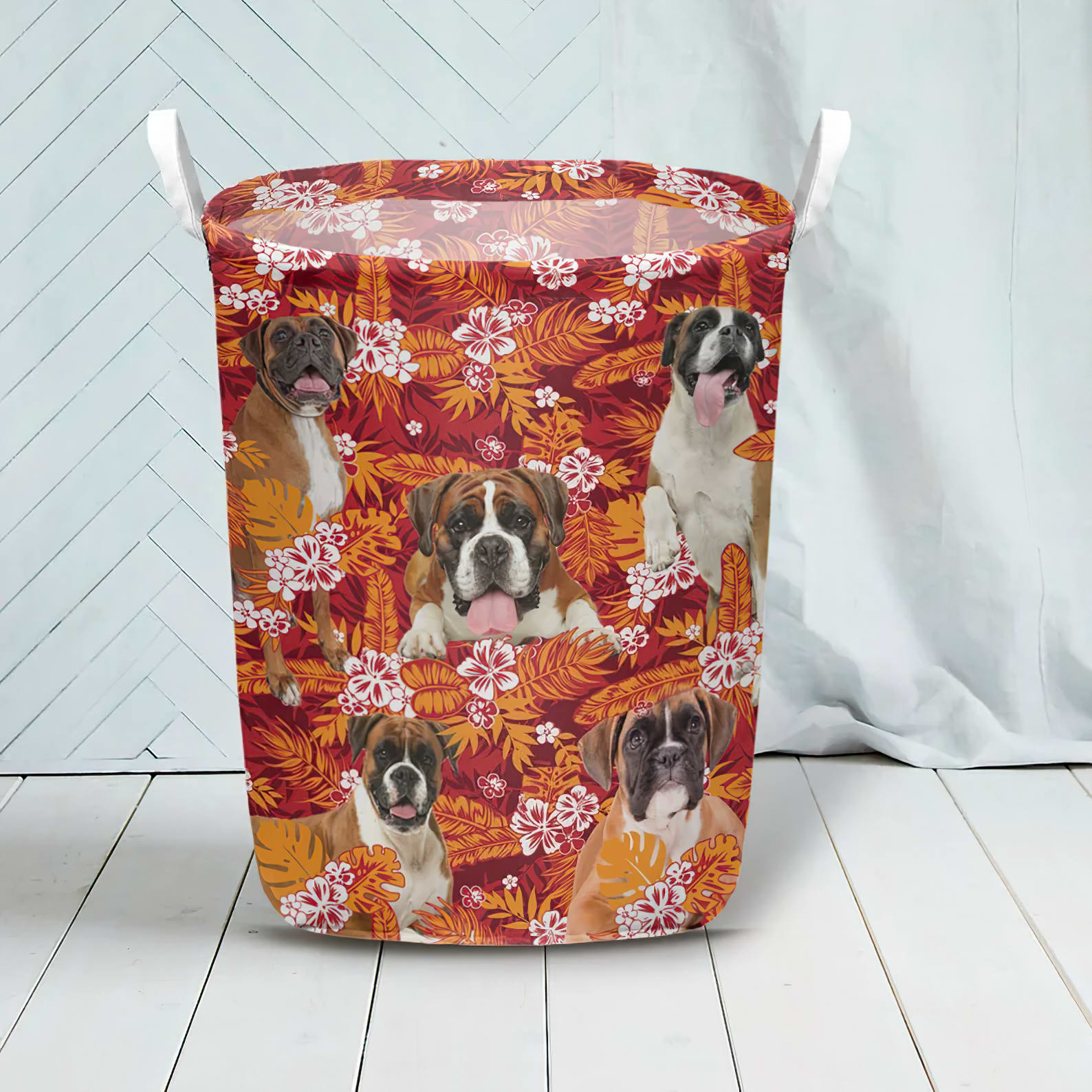 Boxer In Seamless Tropical Floral With Palm Leaves Laundry Basket Dog Laundry Basket Mother Gift Gift For Dog Lovers 3 Boxer In Seamless Tropical Floral With Palm Leaves Laundry Basket Dog Laundry Basket Mother Gift Gift For Dog Lovers 3
