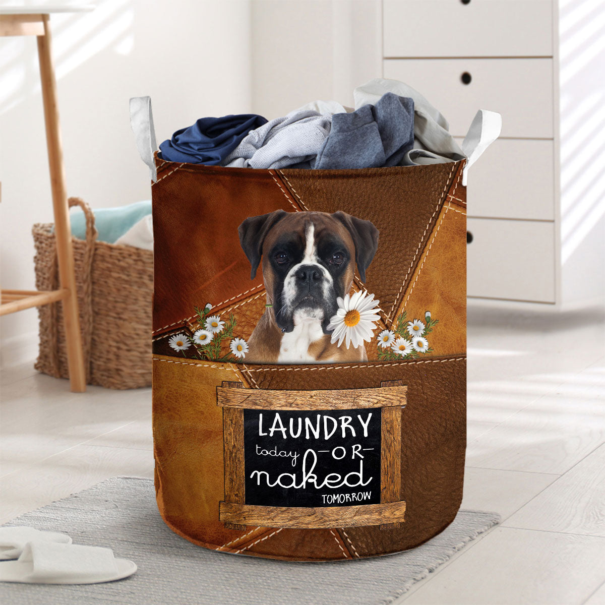 Boxer Laundry Today Or Naked Tomorrow Daisy Laundry Basket Dog Laundry Basket Mother Gift Gift For Dog Lovers 1