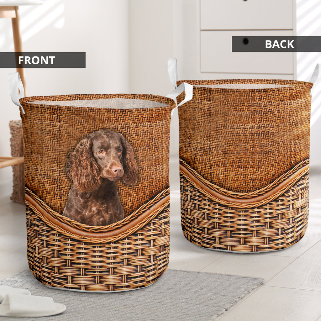 Boykin Spaniel Rattan Texture Laundry Basket Dog Laundry Basket Mother Gift Gift For Dog Lovers 1
