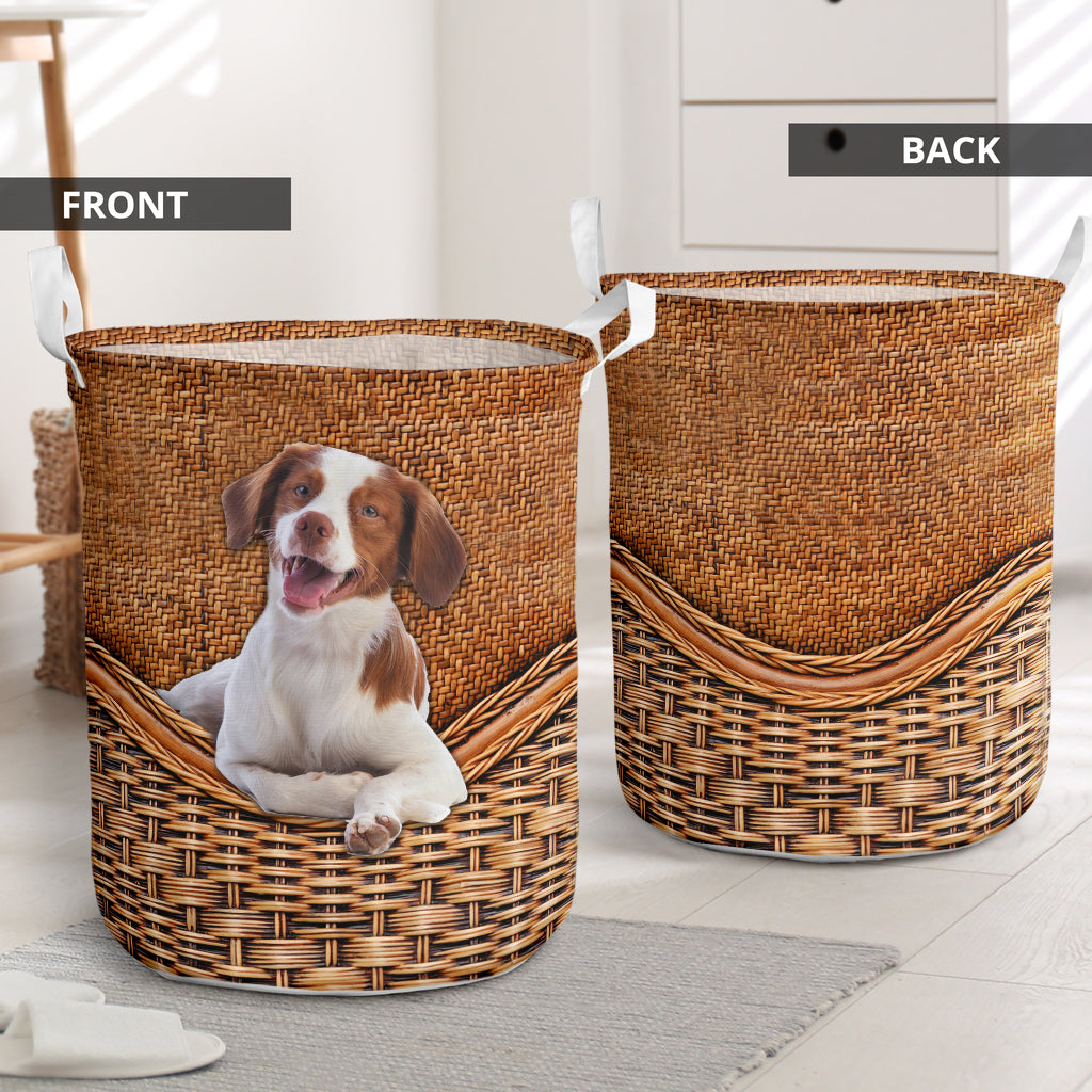 Brittany Spaniel Rattan Texture Laundry Basket Dog Laundry Basket Mother Gift Gift For Dog Lovers 1