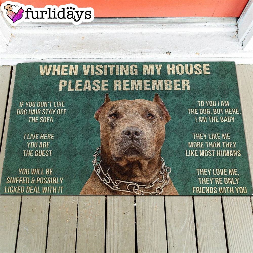 Brown Pitbull s Rules Doormat Xmas Welcome Mats Dog Memorial Gift 1 Brown Pitbull s Rules Doormat Xmas Welcome Mats Dog Memorial Gift 1