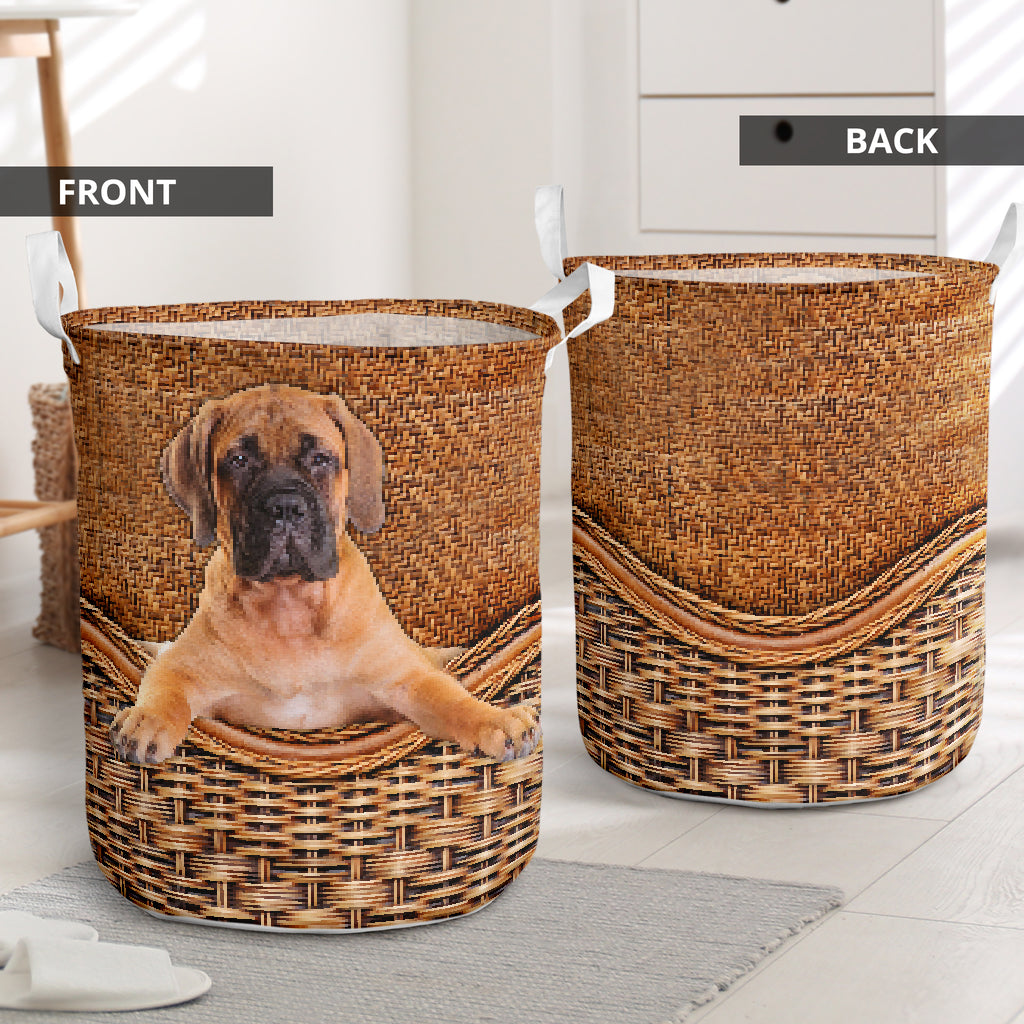 Bull Mastiff Rattan Texture Laundry Basket Dog Laundry Basket Mother Gift Gift For Dog Lovers 1