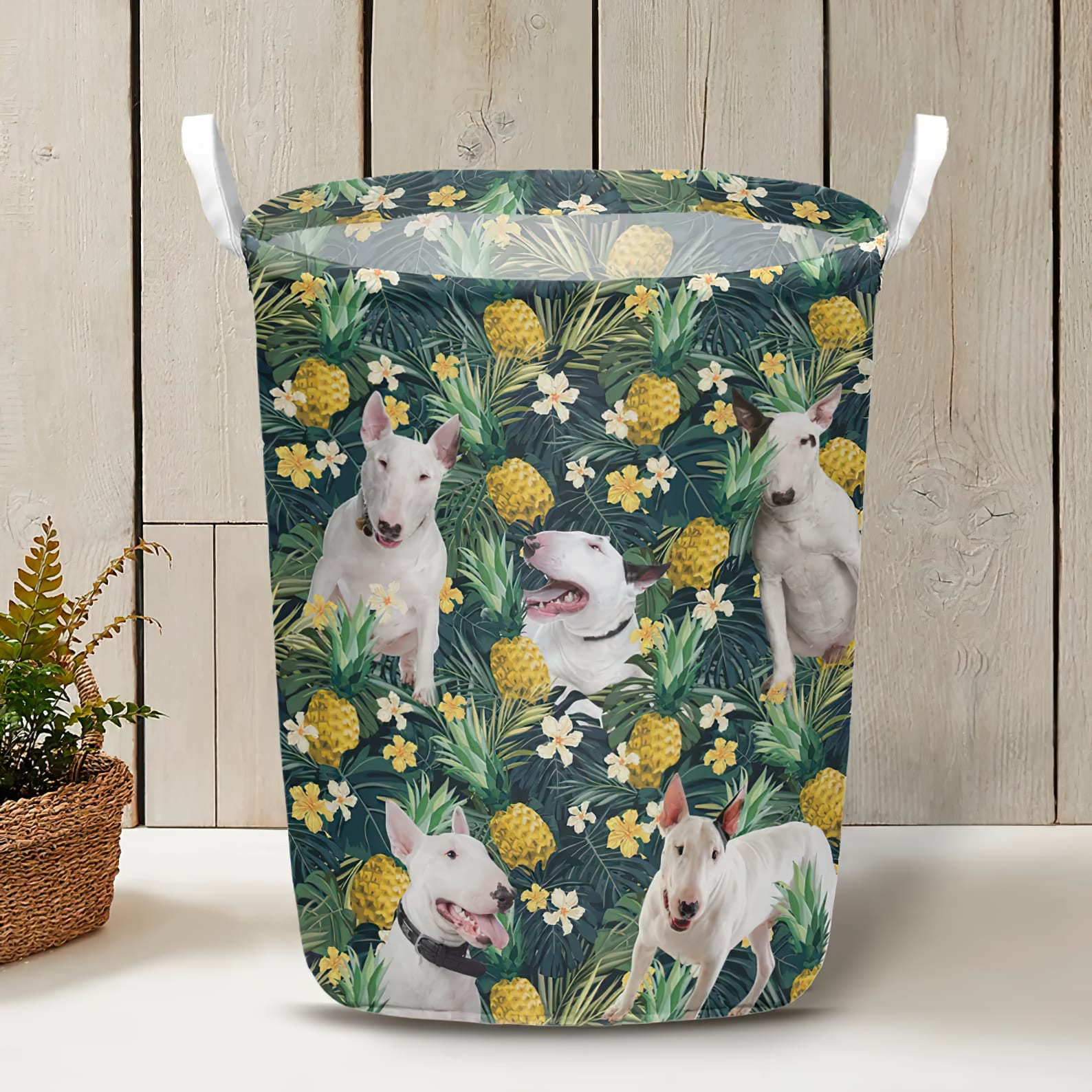 Bull Terrier In Pineapple Tropical Pattern Laundry Basket Dog Laundry Basket Mother Gift Gift For Dog Lovers 2 Bull Terrier In Pineapple Tropical Pattern Laundry Basket Dog Laundry Basket Mother Gift Gift For Dog Lovers 2