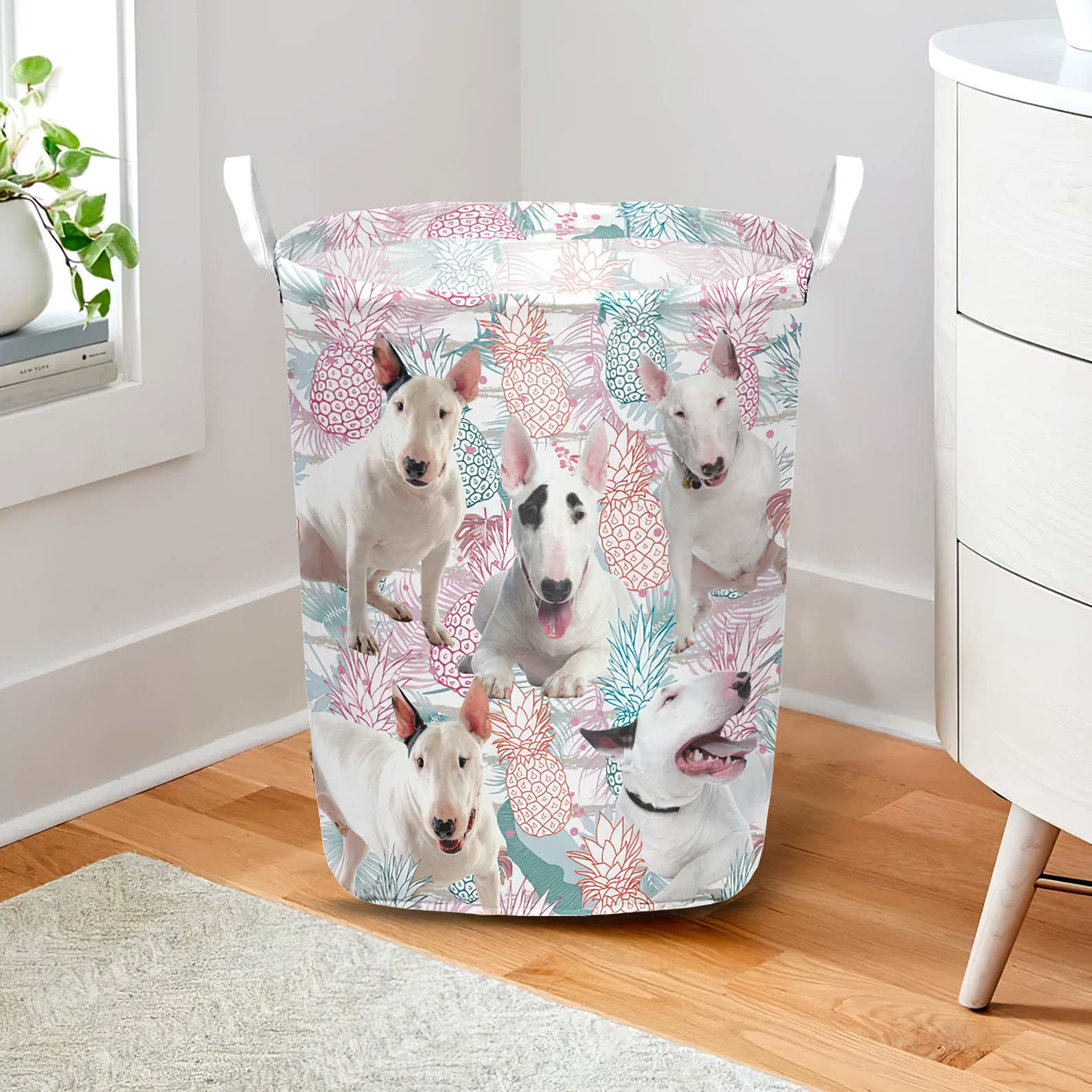 Bull Terrier In Summer Tropical With Leaf Seamless Laundry Basket Dog Laundry Basket Mother Gift Gift For Dog Lovers 2 Bull Terrier In Summer Tropical With Leaf Seamless Laundry Basket Dog Laundry Basket Mother Gift Gift For Dog Lovers 2