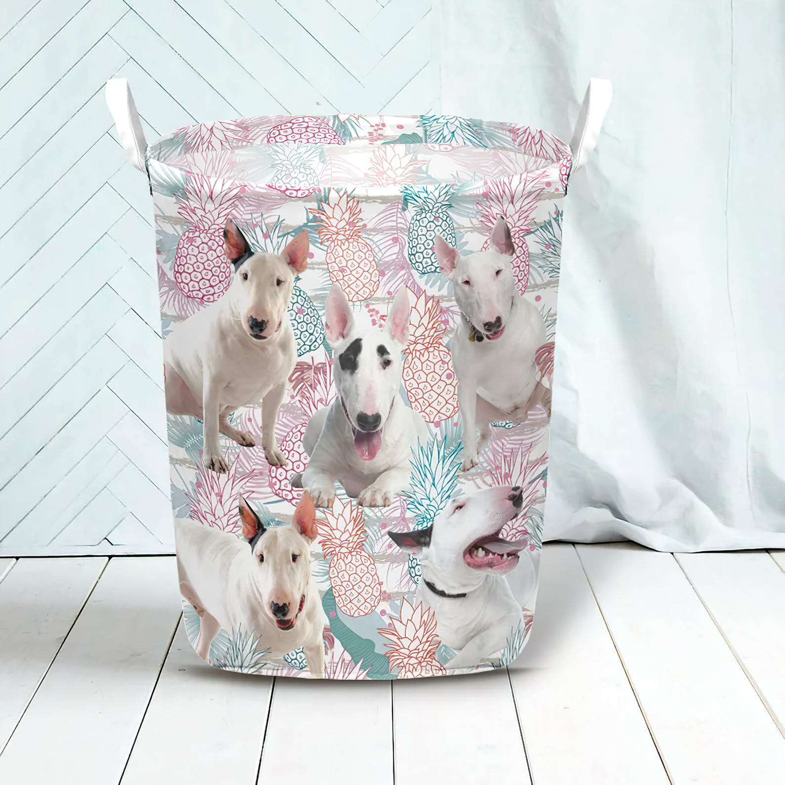 Bull Terrier In Summer Tropical With Leaf Seamless Laundry Basket Dog Laundry Basket Mother Gift Gift For Dog Lovers 3 Bull Terrier In Summer Tropical With Leaf Seamless Laundry Basket Dog Laundry Basket Mother Gift Gift For Dog Lovers 3