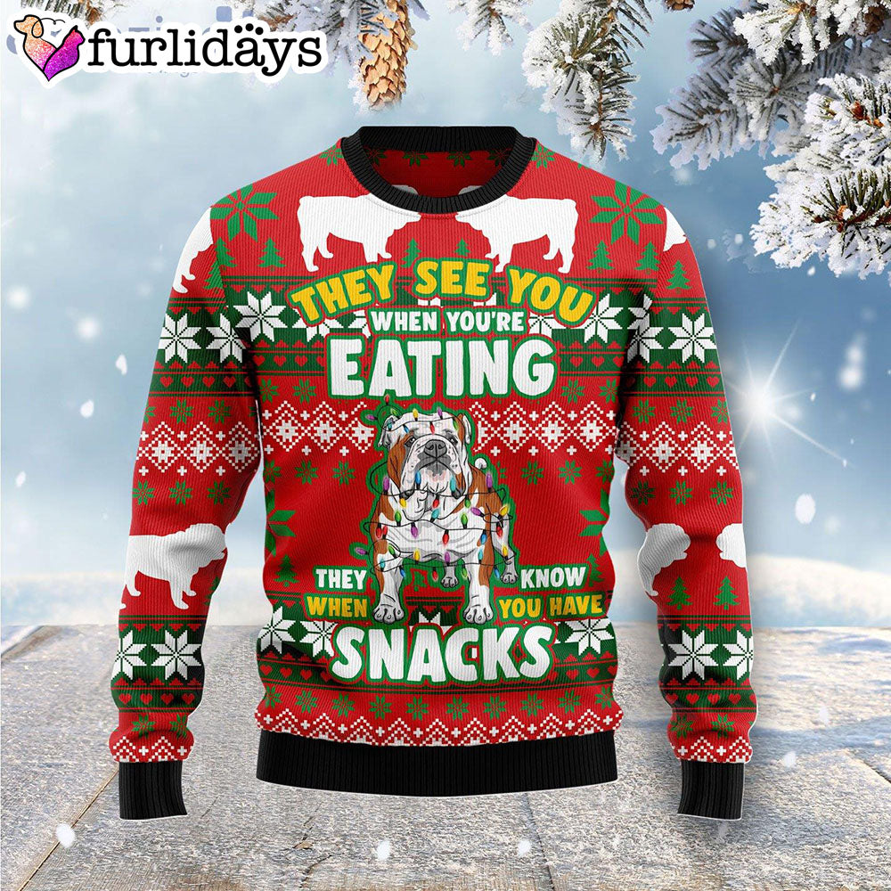 Bulldog They See You When You Eating Snacks Ugly Christmas Sweater Dog Memorial Gift 1 Bulldog They See You When You Eating Snacks Ugly Christmas Sweater Dog Memorial Gift 1