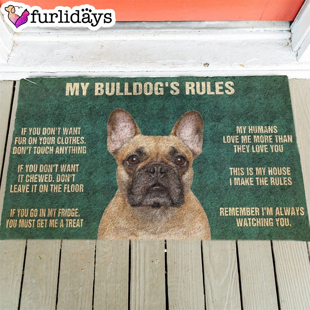 Bulldog s Rules Doormat Flannel Xmas Welcome Mats Gift For Dog Lovers 1 Bulldog s Rules Doormat Flannel Xmas Welcome Mats Gift For Dog Lovers 1