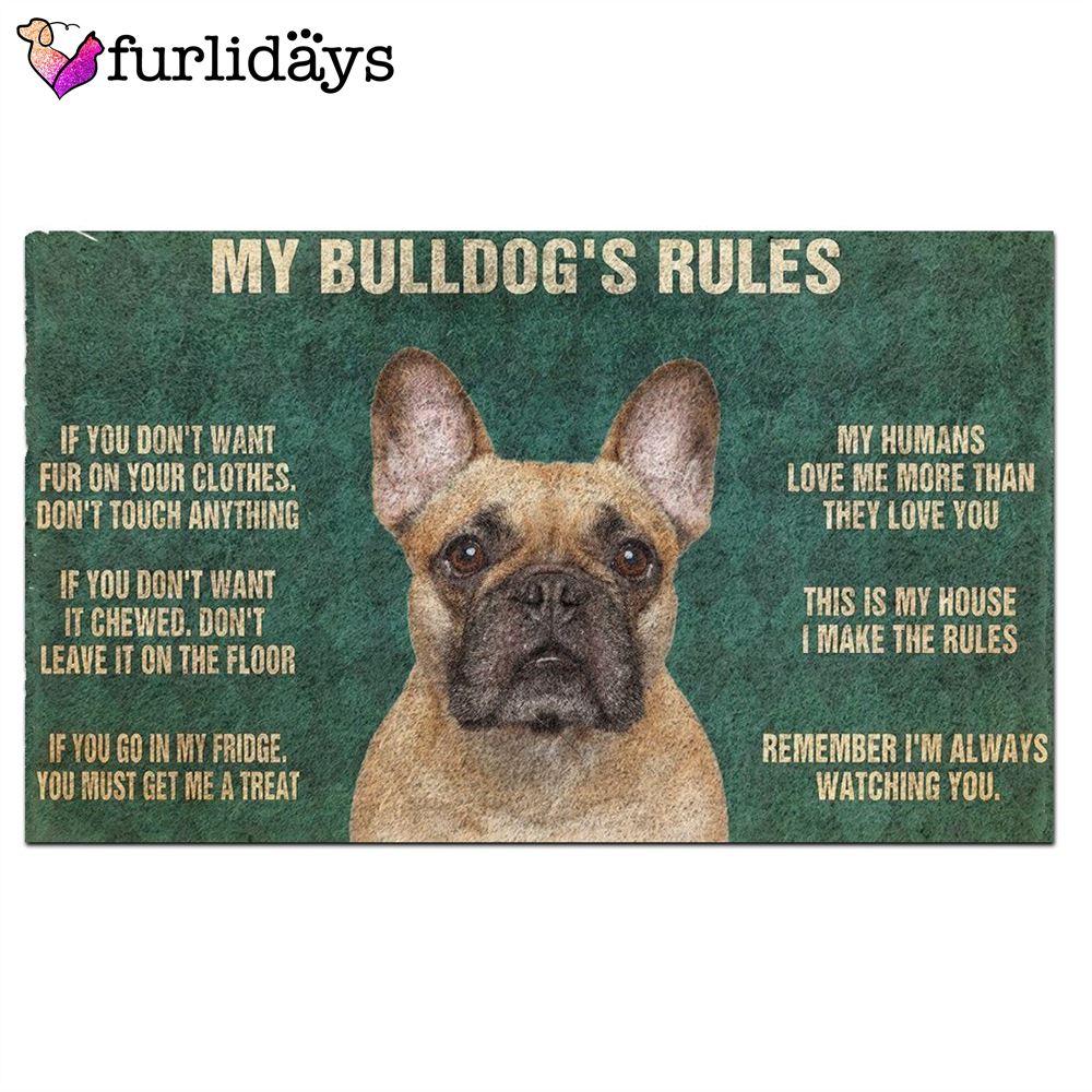 Bulldog s Rules Doormat Flannel Xmas Welcome Mats Gift For Dog Lovers 2 Bulldog s Rules Doormat Flannel Xmas Welcome Mats Gift For Dog Lovers 2