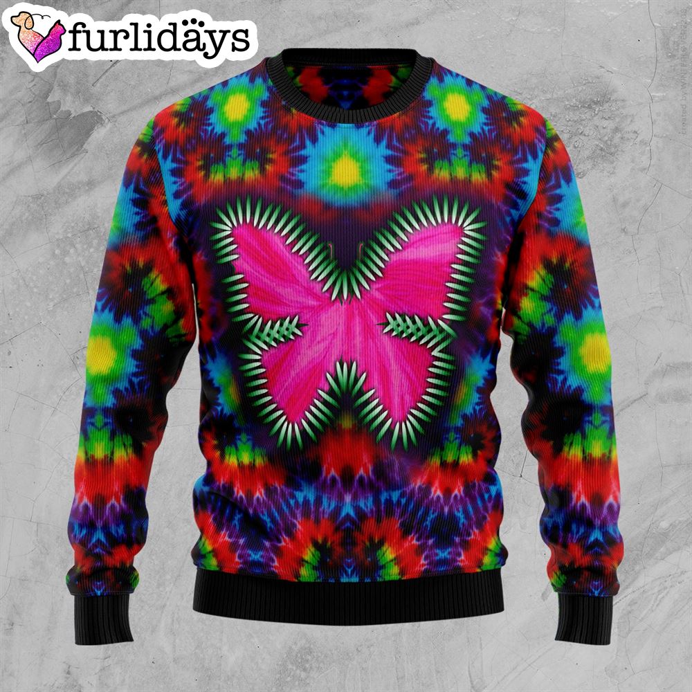 Butterfly Tie Dye Ugly Christmas Sweater Xmas Gifts For Dog Lovers Gift For Christmas 1 Butterfly Tie Dye Ugly Christmas Sweater Xmas Gifts For Dog Lovers Gift For Christmas 1