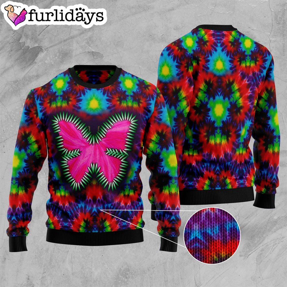 Butterfly Tie Dye Ugly Christmas Sweater Xmas Gifts For Dog Lovers Gift For Christmas 3 Butterfly Tie Dye Ugly Christmas Sweater Xmas Gifts For Dog Lovers Gift For Christmas 3