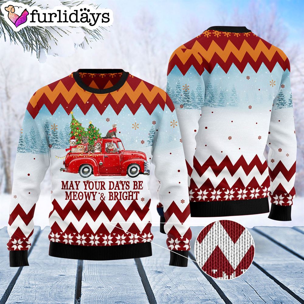 Cat Red Truck Ugly Christmas Sweater Lover Xmas Sweater Gift Dog Memorial Gift 3 Cat Red Truck Ugly Christmas Sweater Lover Xmas Sweater Gift Dog Memorial Gift 3