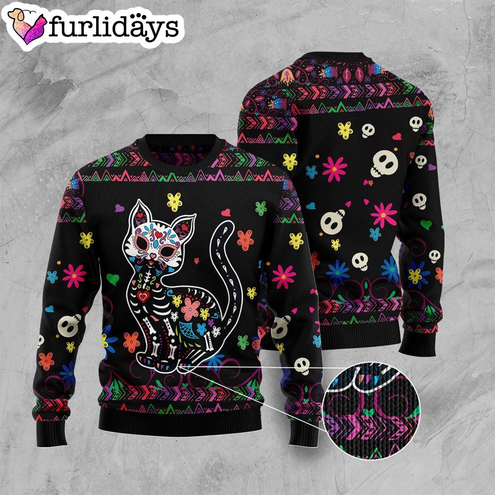 Cat Sugar Skull Ugly Christmas Sweater Lover Xmas Sweater Gift Dog Memorial Gift 3 Cat Sugar Skull Ugly Christmas Sweater Lover Xmas Sweater Gift Dog Memorial Gift 3