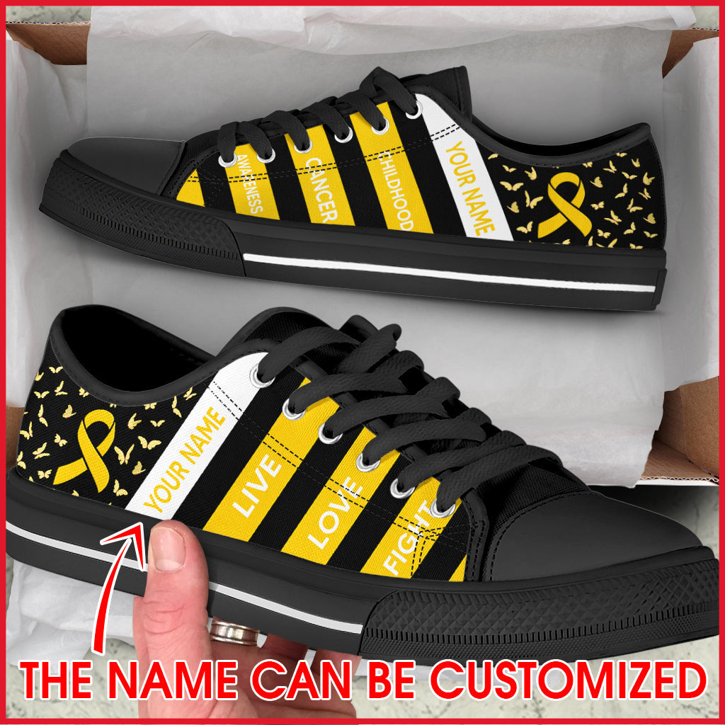 Childhood Cancer Shoes Plaid Low Top Personalized Custom Best Gift For Men And Women 2 Childhood Cancer Shoes Plaid Low Top Personalized Custom Best Gift For Men And Women 2