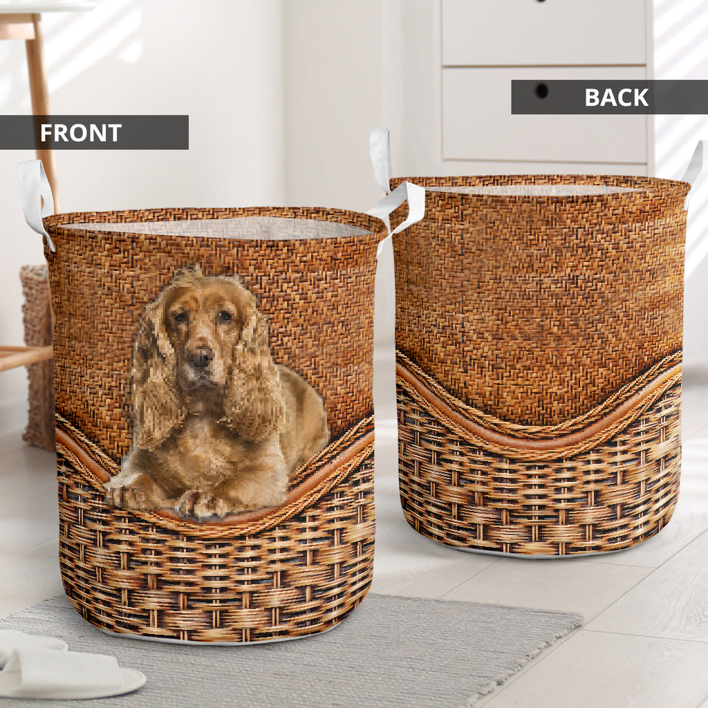 Cocker Spaniel Rattan Texture Laundry Basket Dog Laundry Basket Christmas Gift For Her Home Decor 1