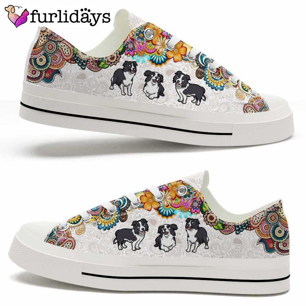 Collie Colorful Flowers Mandala Low Top Shoes 1