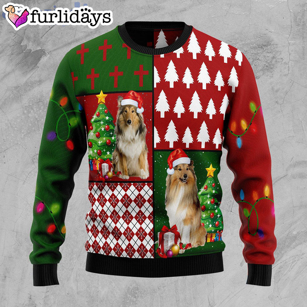 Collie Hohoho Dog Lover Christmas Pattern Ugly Christmas Sweater Gifts For Dog Lovers 1