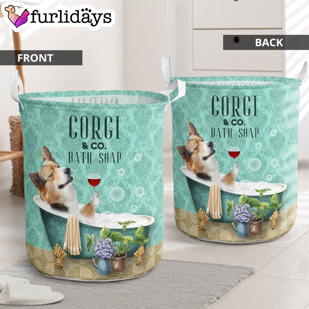 Corgi And Bath Soap Laundry Basket Dog Laundry Basket Christmas Gift For Her Home Decor 1 Corgi And Bath Soap Laundry Basket Dog Laundry Basket Christmas Gift For Her Home Decor 1