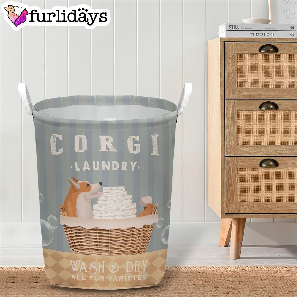 Corgi Wash And Dry Laundry Basket Dog Laundry Basket Christmas Gift For Her Home Decor 4