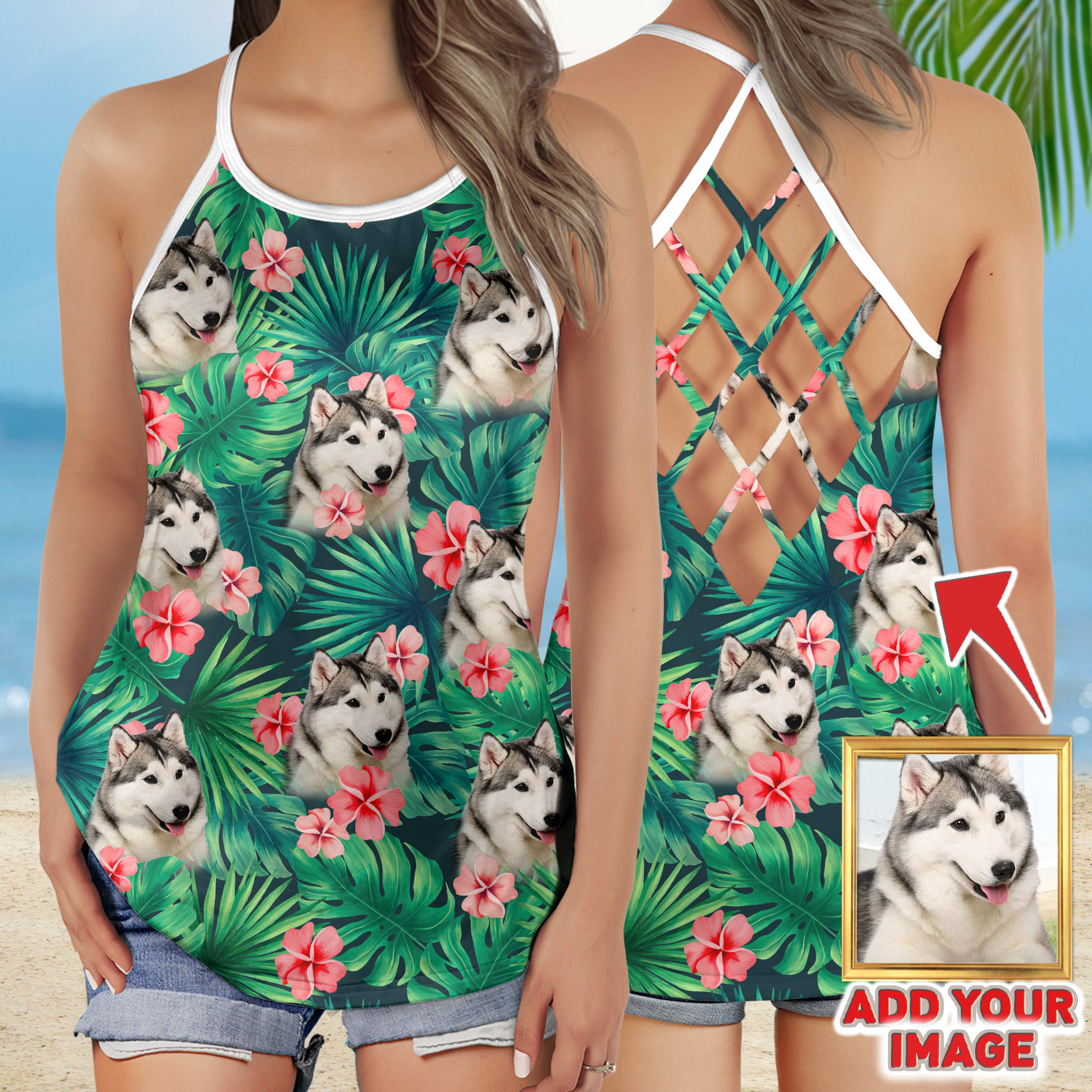 Custom Floral Tropical Criss Cross Open Back Tank Top Women Hollow Camisole Gift For Dog Lover 1 vrugt9 Custom Floral Tropical Criss Cross Open Back Tank Top Women Hollow Camisole Gift For Dog Lover 1 vrugt9
