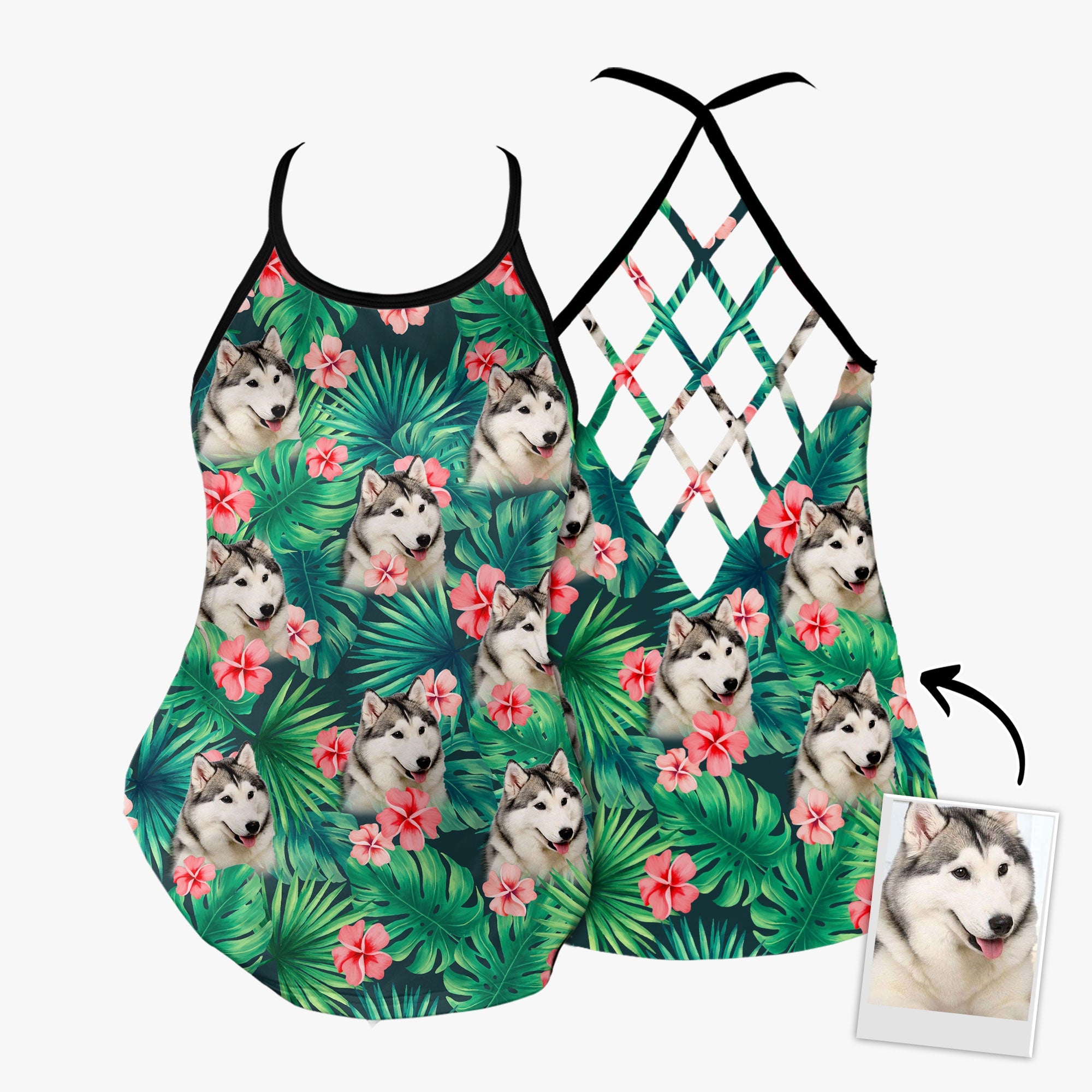 Custom Floral Tropical Criss Cross Open Back Tank Top Women Hollow Camisole Gift For Dog Lover 2 mterwg Custom Floral Tropical Criss Cross Open Back Tank Top Women Hollow Camisole Gift For Dog Lover 2 mterwg