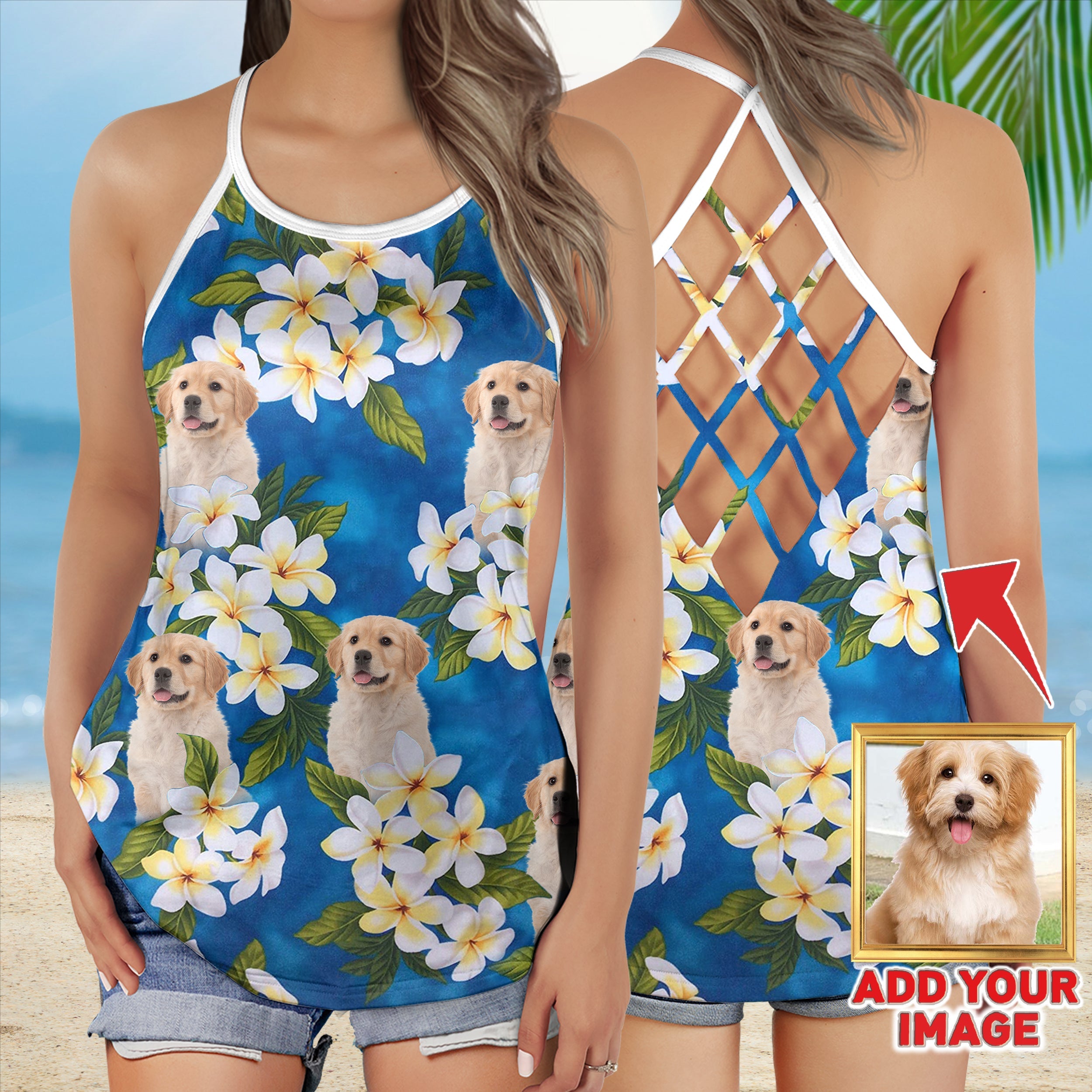 Custom Flower Blue Criss Cross Open Back Tank Top Women Hollow Camisole Gift For Dog Lover 1 rkhqcq Custom Flower Blue Criss Cross Open Back Tank Top Women Hollow Camisole Gift For Dog Lover 1 rkhqcq