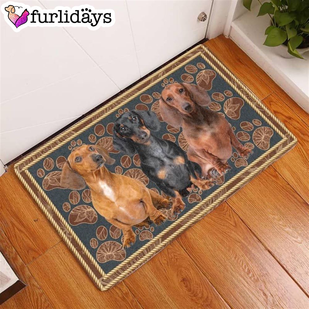 Dachshund Flower Paw Doormat Pet Welcome Mats Unique Gifts Doormat 1