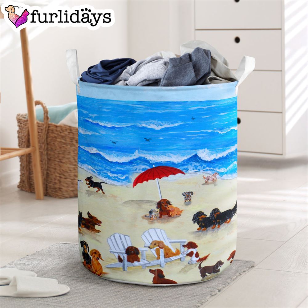 Dachshund In Beach Laundry Basket Dog Laundry Basket Christmas Gift For Her Home Decor 1 Dachshund In Beach Laundry Basket Dog Laundry Basket Christmas Gift For Her Home Decor 1