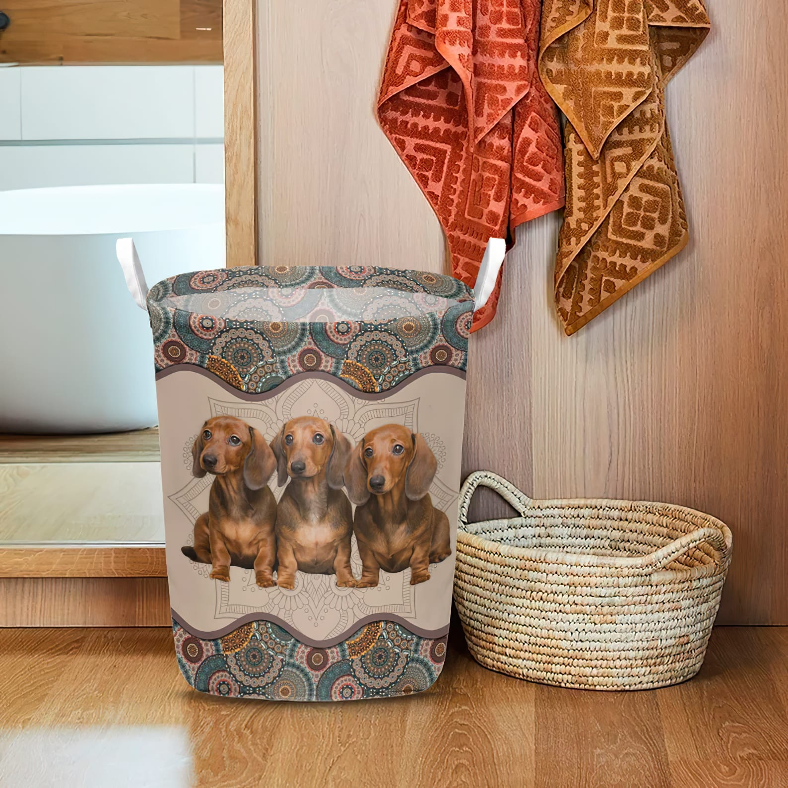 Dachshund In Mandala Pattern Laundry Basket Dog Laundry Basket Christmas Gift For Her Home Decor 1 Dachshund In Mandala Pattern Laundry Basket Dog Laundry Basket Christmas Gift For Her Home Decor 1
