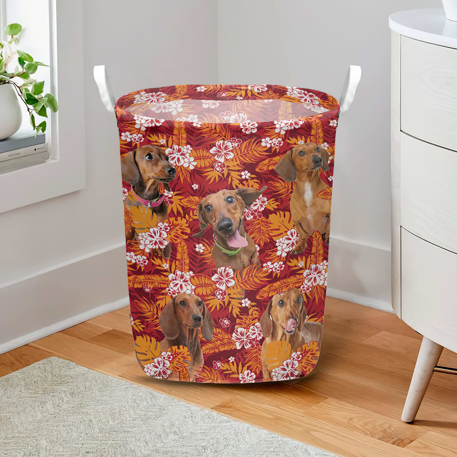 Dachshund In Seamless Tropical Floral With Palm Leaves Laundry Basket Dog Laundry Basket Christmas Gift For Her 2 Dachshund In Seamless Tropical Floral With Palm Leaves Laundry Basket Dog Laundry Basket Christmas Gift For Her 2