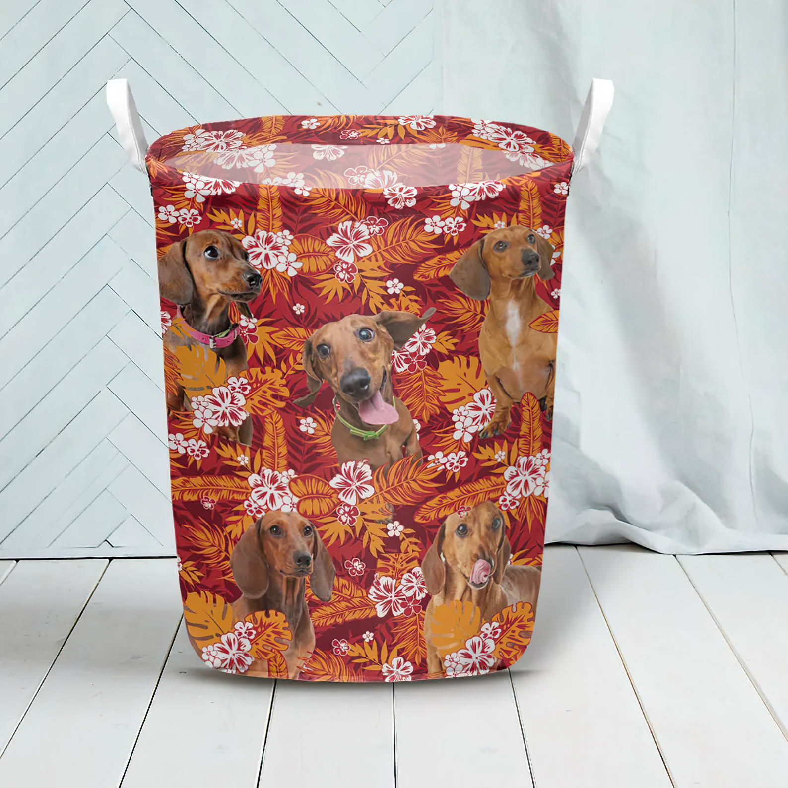 Dachshund In Seamless Tropical Floral With Palm Leaves Laundry Basket Dog Laundry Basket Christmas Gift For Her 3 Dachshund In Seamless Tropical Floral With Palm Leaves Laundry Basket Dog Laundry Basket Christmas Gift For Her 3