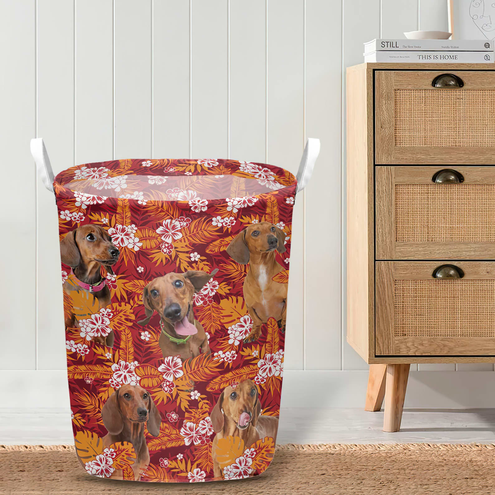 Dachshund In Seamless Tropical Floral With Palm Leaves Laundry Basket Dog Laundry Basket Christmas Gift For Her 4 Dachshund In Seamless Tropical Floral With Palm Leaves Laundry Basket Dog Laundry Basket Christmas Gift For Her 4