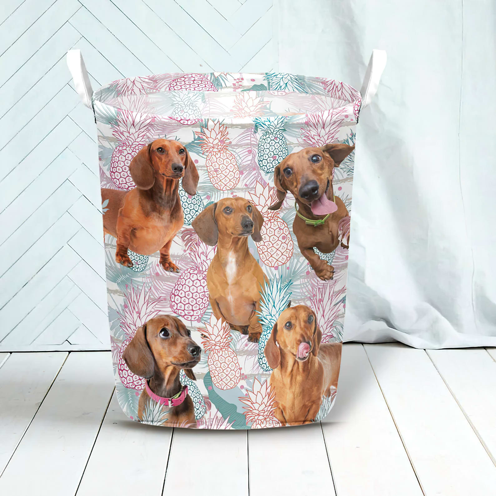 Dachshund In Summer Tropical With Leaf Seamless Laundry Basket Dog Laundry Basket Christmas Gift For Her Home Decor 3 Dachshund In Summer Tropical With Leaf Seamless Laundry Basket Dog Laundry Basket Christmas Gift For Her Home Decor 3