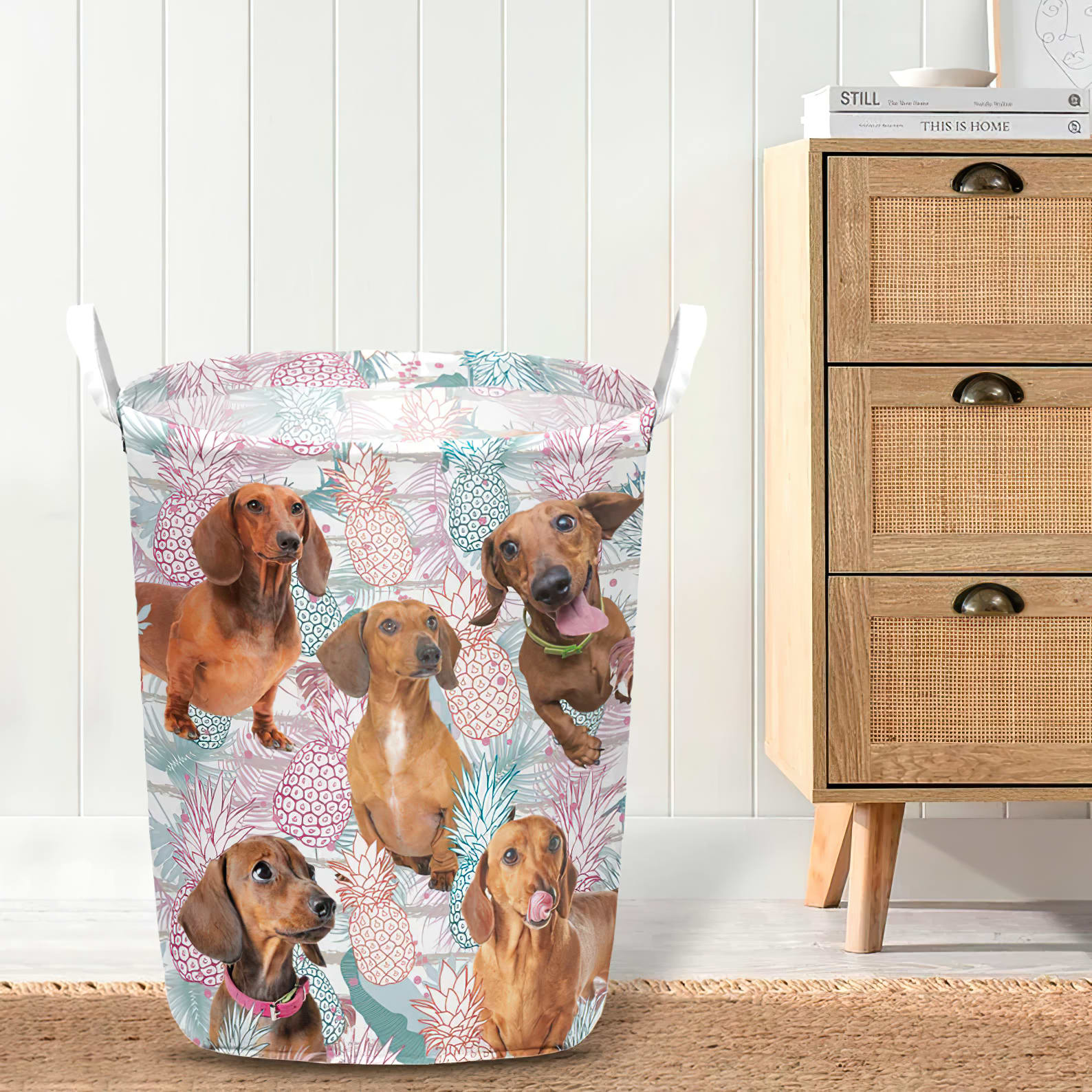Dachshund In Summer Tropical With Leaf Seamless Laundry Basket Dog Laundry Basket Christmas Gift For Her Home Decor 4 Dachshund In Summer Tropical With Leaf Seamless Laundry Basket Dog Laundry Basket Christmas Gift For Her Home Decor 4
