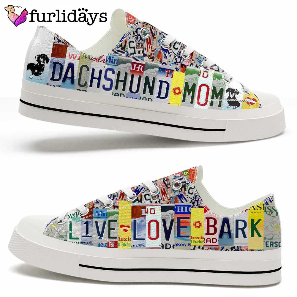 Dachshund Live Love Bark License Plate Low Top Shoes 1