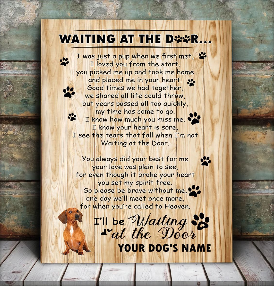 Dachshund Waiting At The Door Personalized Matte Canvas Dog Canvas Wall Art Gift For Dog Lovers 1