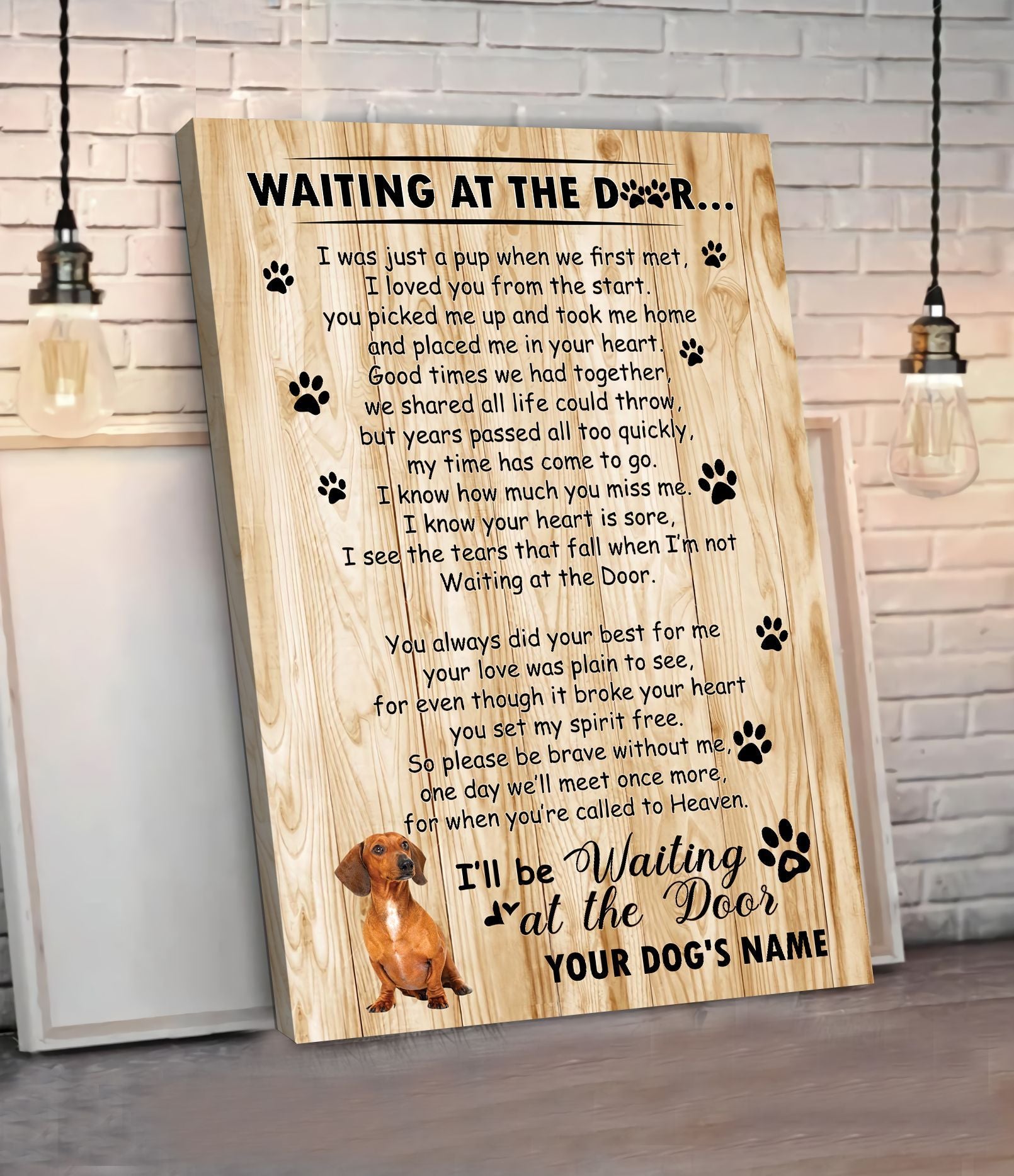 Dachshund Waiting At The Door Personalized Matte Canvas Dog Canvas Wall Art Gift For Dog Lovers 3