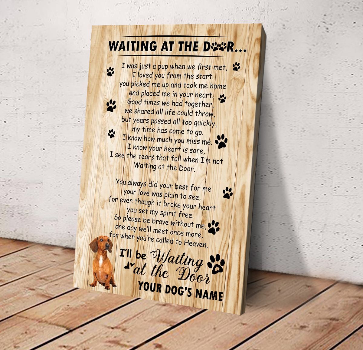 Dachshund Waiting At The Door Personalized Matte Canvas Dog Canvas Wall Art Gift For Dog Lovers 4