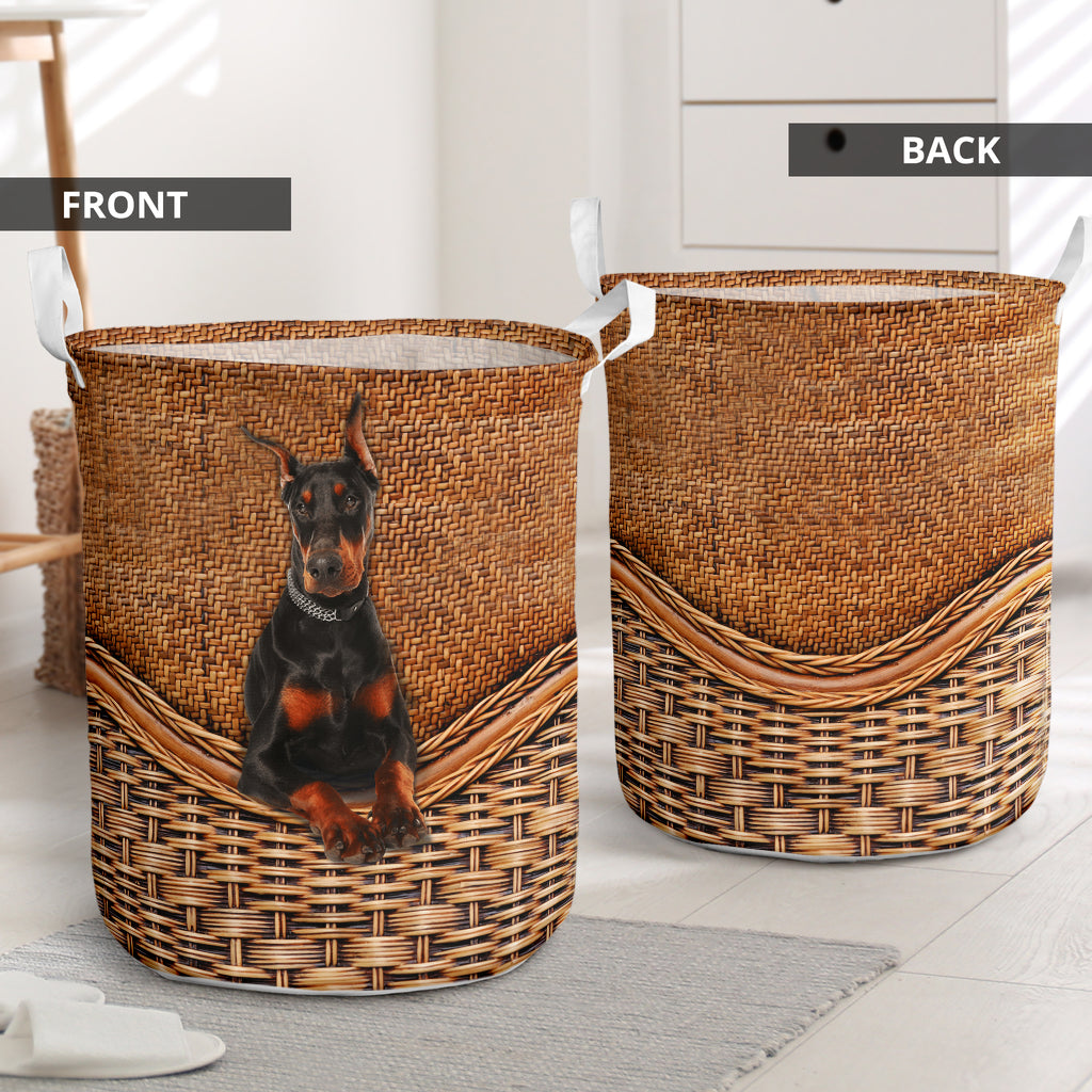 Doberman Pinscher Rattan Texture Laundry Basket Dog Laundry Basket Christmas Gift For Her Home Decor 1 Doberman Pinscher Rattan Texture Laundry Basket Dog Laundry Basket Christmas Gift For Her Home Decor 1