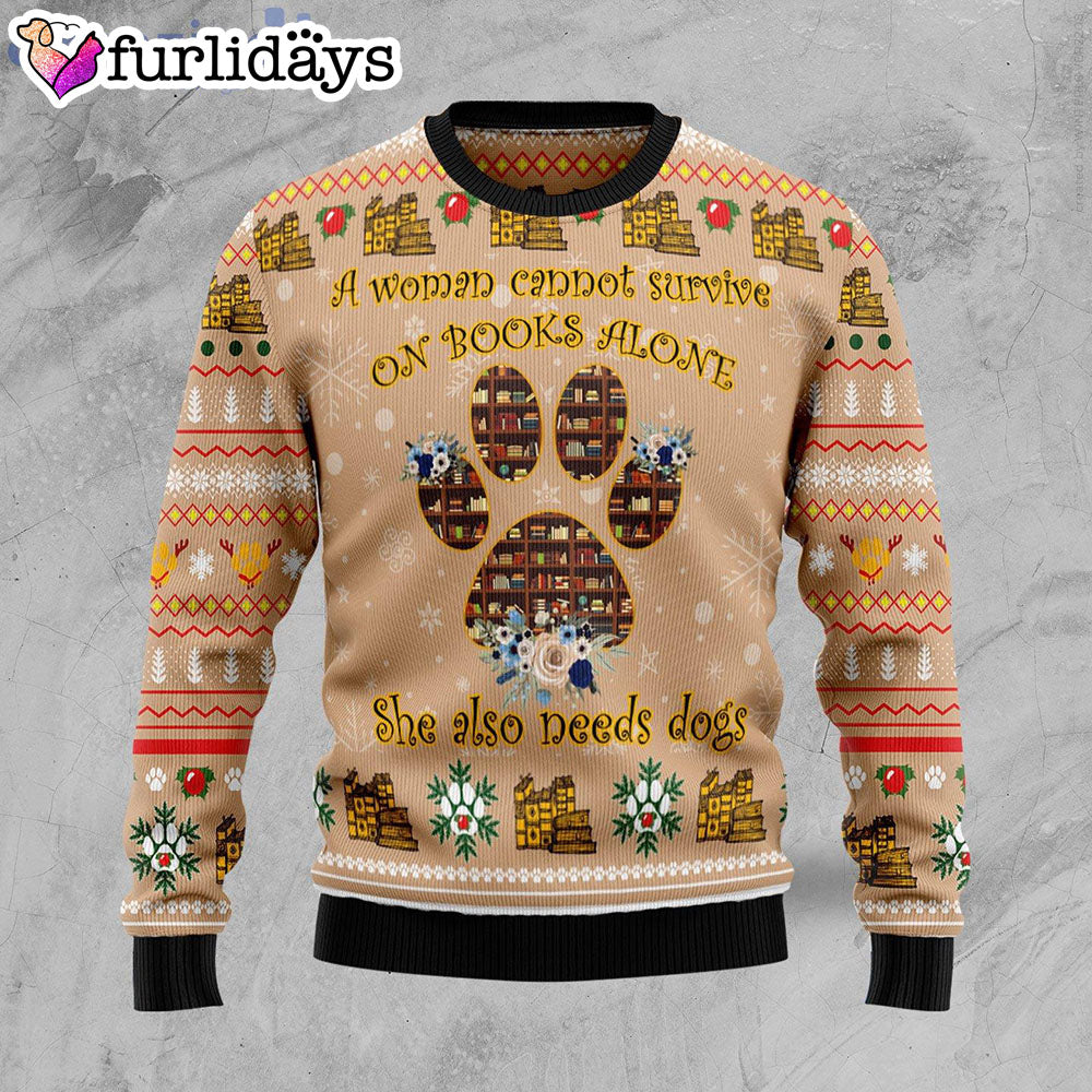 Dog And Book Lover Cute Gift Ugly Christmas Sweater Xmas Gifts For Him or Her 1
