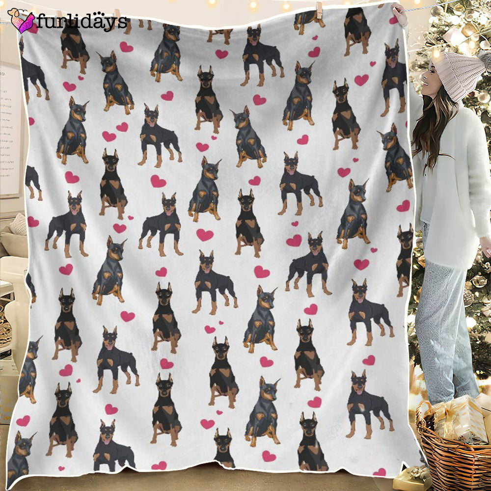 Dog Blanket Dog Face Blanket Dog Throw Blanket Doberman Heart Blanket Furlidays 1