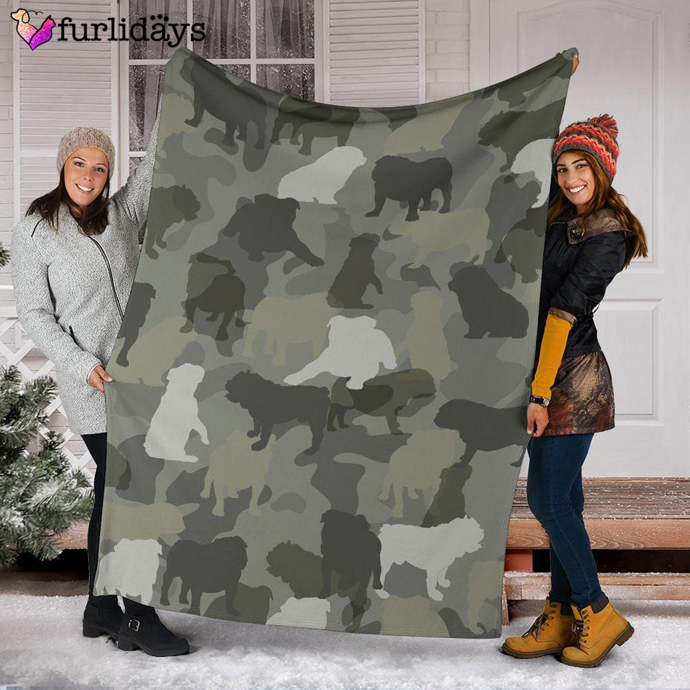Dog Blanket Dog Face Blanket Dog Throw Blanket English Bulldog Camo Blanket Furlidays 3