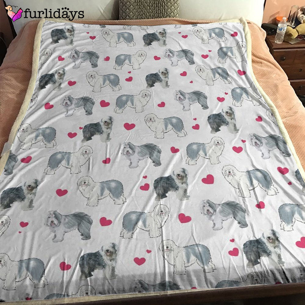 Dog Blanket Dog Face Blanket Dog Throw Blanket Old English Sheepdog Heart Blanket Furlidays 1