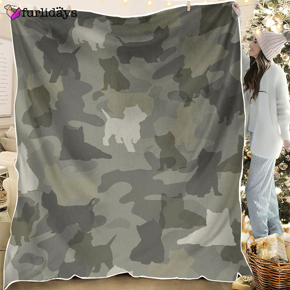 Dog Blanket Dog Face Blanket Dog Throw Blanket West Highland White Terrier Camo Blanket Furlidays 1