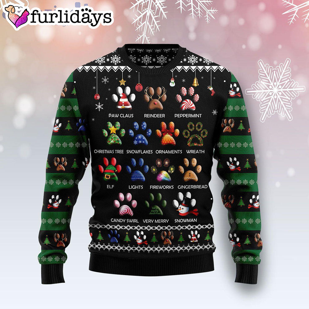 Dog Pawprint All Over print Ugly Christmas Sweater Christmas Gift For Pet Lovers 1