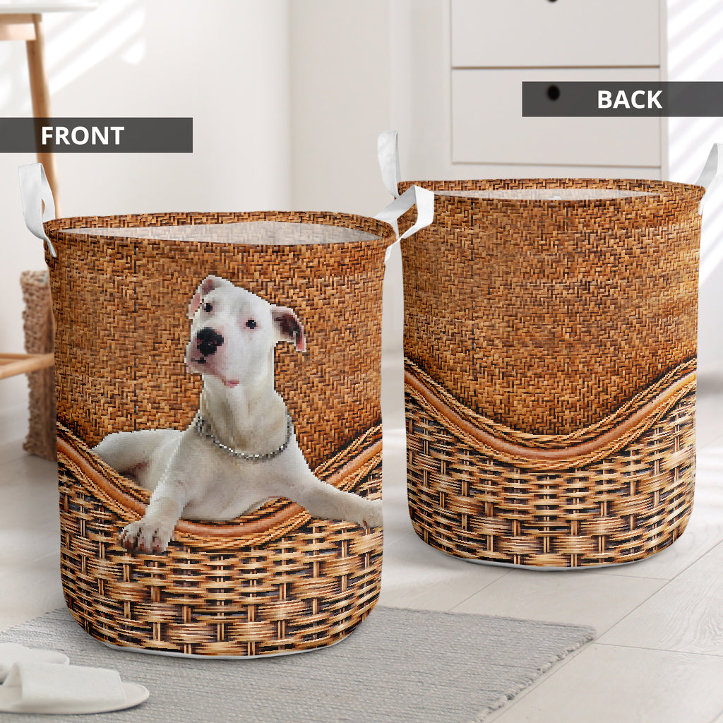 Dogo Argentino Rattan Texture Laundry Basket Dog Laundry Basket Christmas Gift For Her Home Decor 1