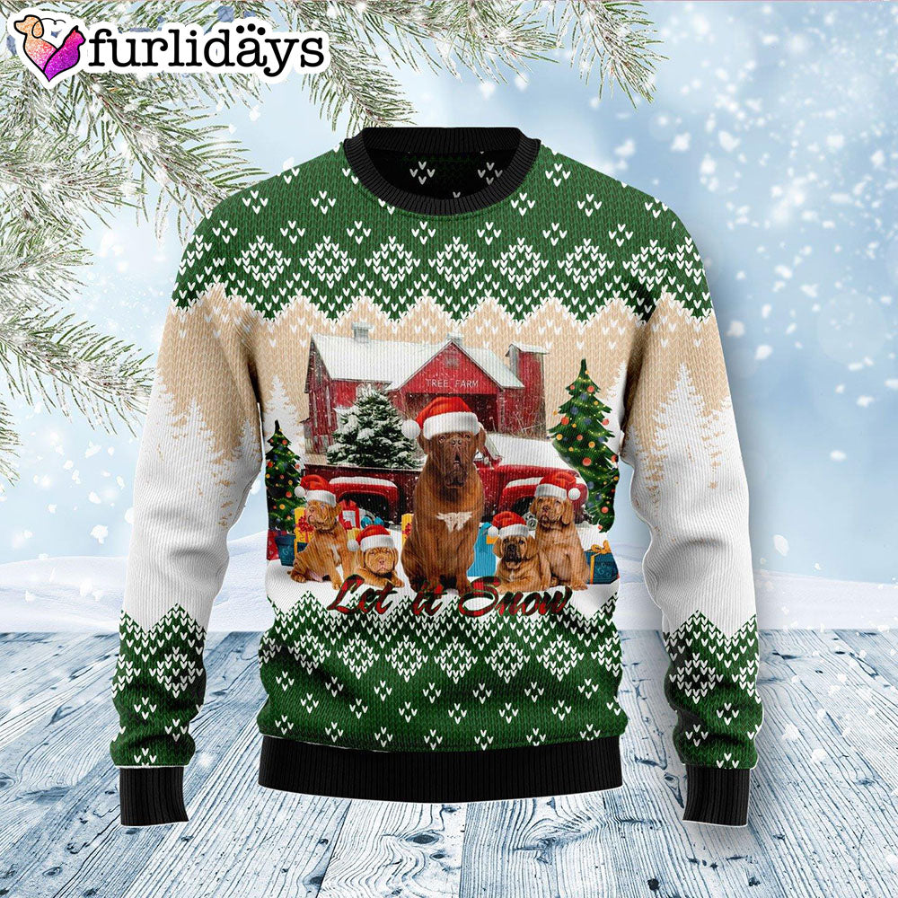 Dogue De Bordeaux Let It Snow Ugly Christmas Sweater Gifts For Dog Lovers 1 Dogue De Bordeaux Let It Snow Ugly Christmas Sweater Gifts For Dog Lovers 1