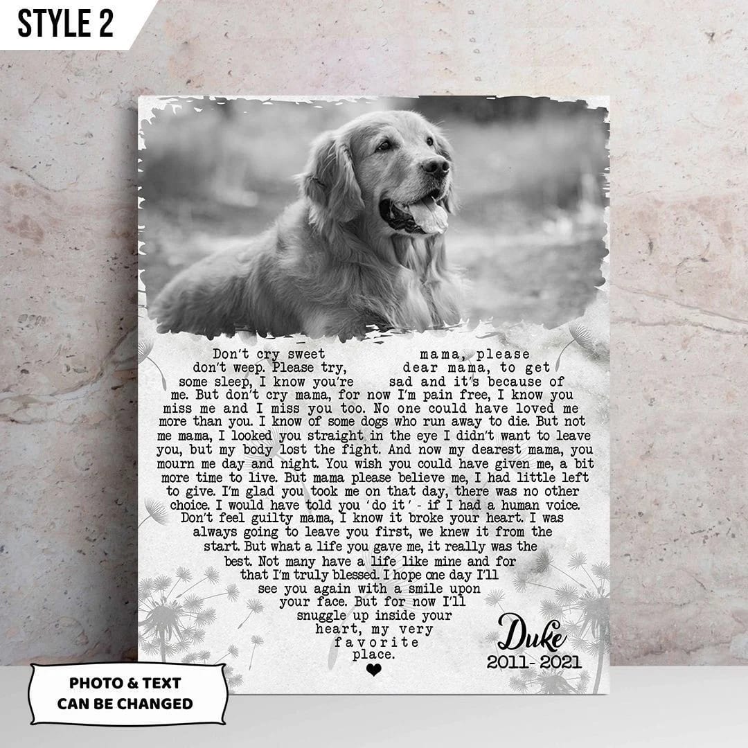 Don t Cry Sweet Mama Dog Poem Canvas Poster Canvas Painting Gift For Dog Mom 1 Don t Cry Sweet Mama Dog Poem Canvas Poster Canvas Painting Gift For Dog Mom 1