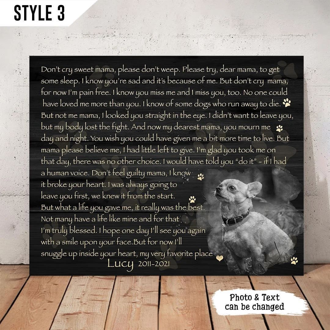 Don t Cry Sweet Mama Dog Poem Printable Horizontal Canvas Wall Art Canvas Dog Lovers Gifts for Him or Her 1 Don t Cry Sweet Mama Dog Poem Printable Horizontal Canvas Wall Art Canvas Dog Lovers Gifts for Him or Her 1